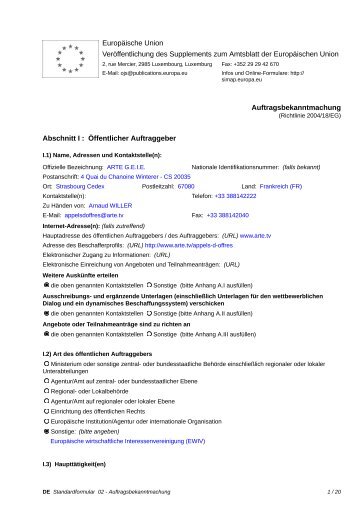 Avis de marché - Opérateurs de stockage et de diffusion ... - Arte