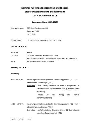 Seminar V für junge Richterinnen und Richter - Deutscher ...