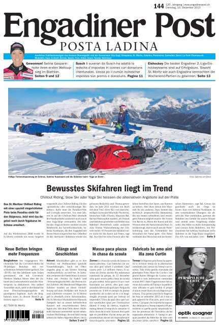 Engadiner Post Nr. 144 vom 10. Dezember 2013 (PDF, 5435kB)