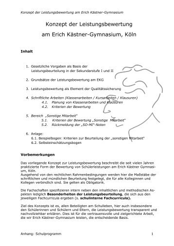 Konzept der Leistungsbewertung - Erich-Kästner-Gymnasium