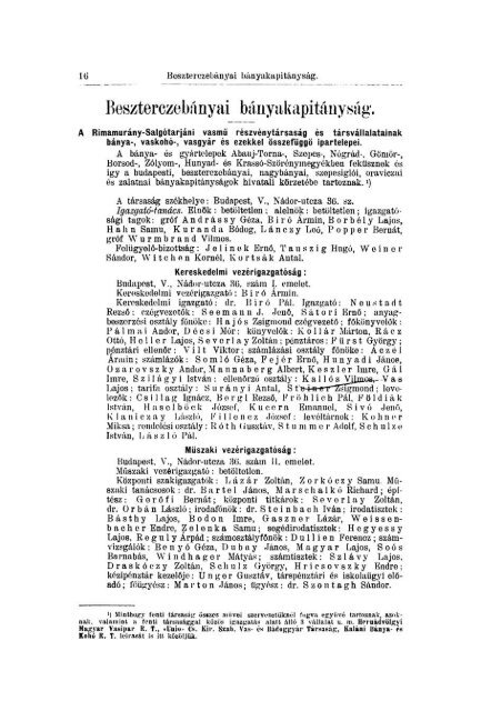 Beszterczebányai bányakapitányság = Berghauptmannschaft ... - EPA