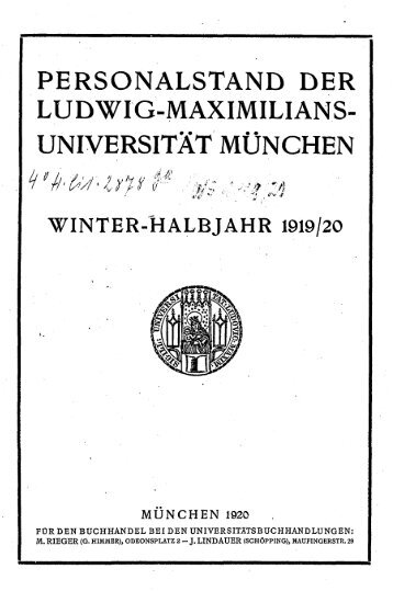 Personalstand der Ludwig-Maximilians-Universität München