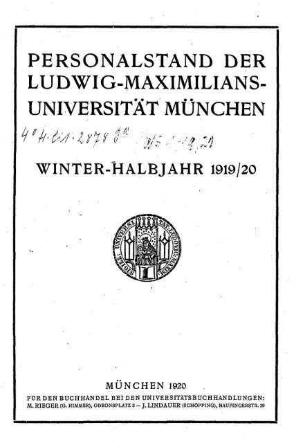 Personalstand der Ludwig-Maximilians-Universität München