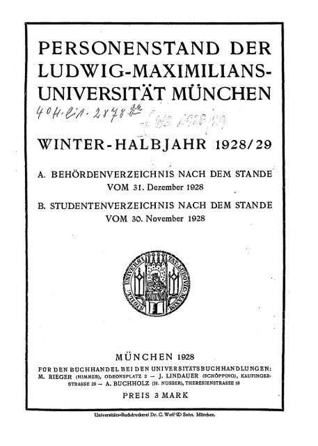 Personenstand der Ludwig-Maximilians-Universität München