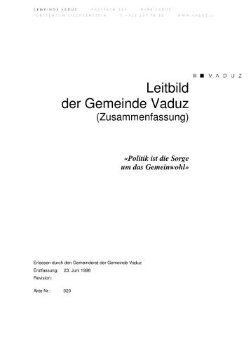 Leitbild der Gemeinde Vaduz
