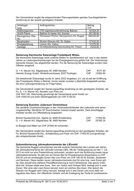 Öffentliches Protokoll der Gemeinderatssitzung Nr. 08/13 vom 18.06 ...