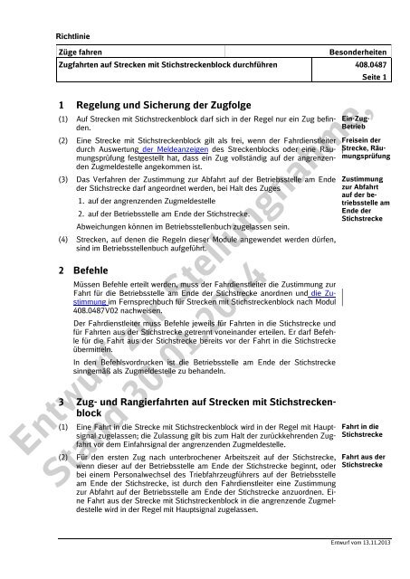 Entwurf zur Stellungnahme, Stand 30.01.2014 - DB Netz AG