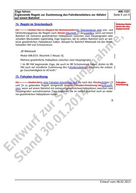 Entwurf zur Stellungnahme, Stand 30.01.2014 - DB Netz AG