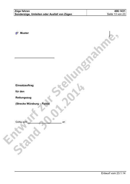 Entwurf zur Stellungnahme, Stand 30.01.2014 - DB Netz AG