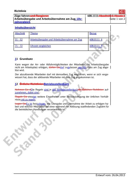 Entwurf zur Stellungnahme, Stand 30.01.2014 - DB Netz AG