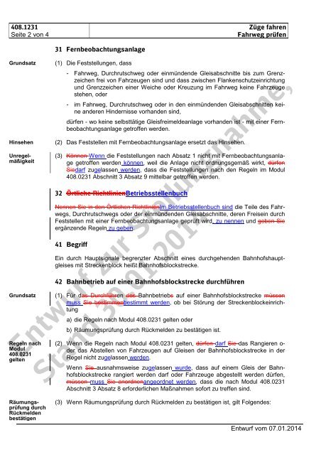 Entwurf zur Stellungnahme, Stand 30.01.2014 - DB Netz AG