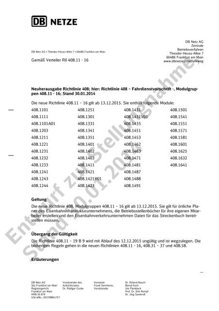 Entwurf zur Stellungnahme, Stand 30.01.2014 - DB Netz AG