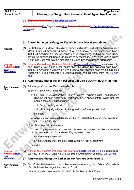 Entwurf zur Stellungnahme, Stand 30.01.2014 - DB Netz AG