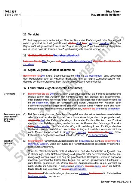 Entwurf zur Stellungnahme, Stand 30.01.2014 - DB Netz AG