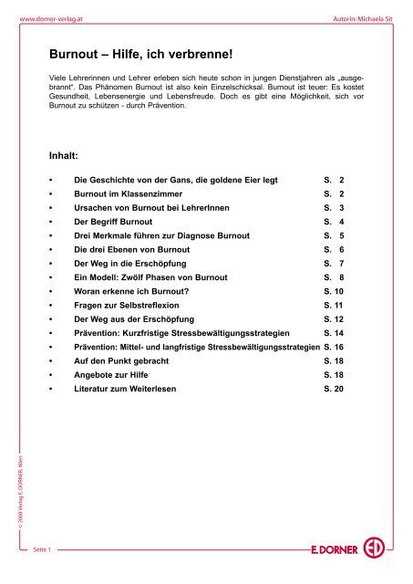 Burnout Hilfe Ich Verbrenne Files Dorner Verlag At