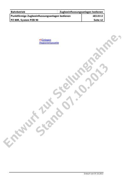 Entwurf zur Stellungnahme, Stand 07.10.2013 - DB Netz AG