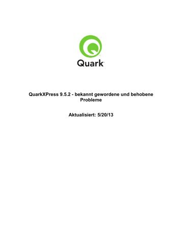 Behobene Probleme: QuarkXPress 9.5.2