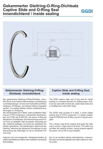 Gekammerter Gleitring-O-Ring-Dichtsatz Captive Slide and O-Ring ...