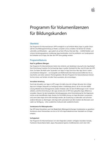 Programm für Volumenlizenzen für Bildungskunden - Apple