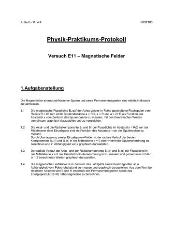 Physik-Praktikums-Protokoll Versuch E11 – Magnetische ... - IFAT