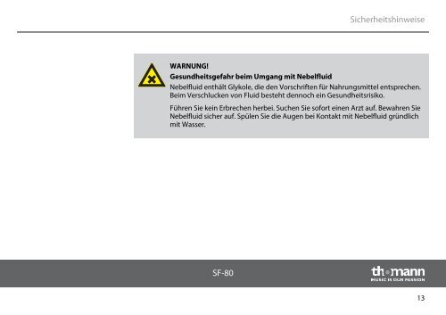 SF-80 nebelmaschine bedienungsanleitung - Musikhaus Thomann