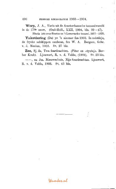 Friesche Bibliographie 1903-1904.*) - Tresoar