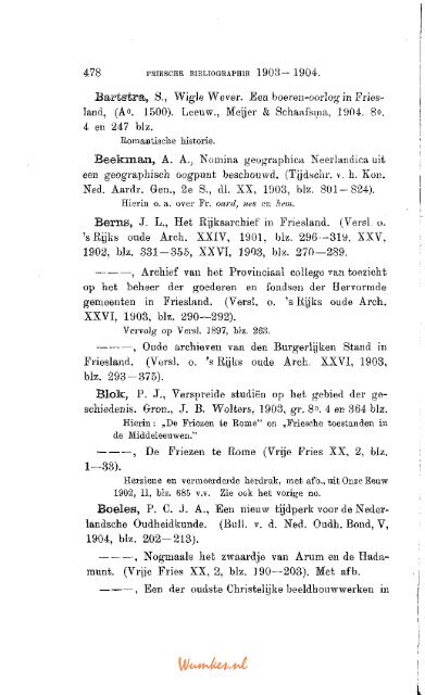 Friesche Bibliographie 1903-1904.*) - Tresoar