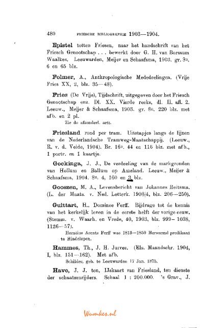 Friesche Bibliographie 1903-1904.*) - Tresoar