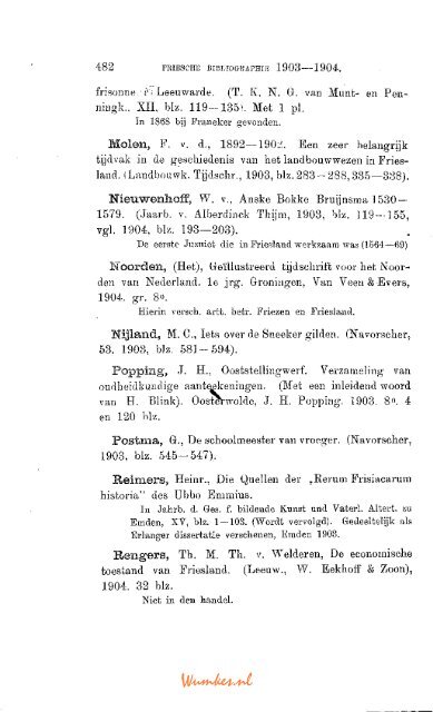 Friesche Bibliographie 1903-1904.*) - Tresoar