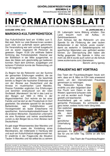 INFO April 2013 - Landesverband der Gehörlosen Bremen eV