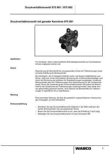 Druckverhältnisventil 975 001 / 975 00 - INFORM