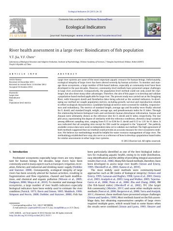 River health assessment in a large river: Bioindicators of fish ...