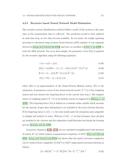 The Development of Neural Network Based System Identification ...