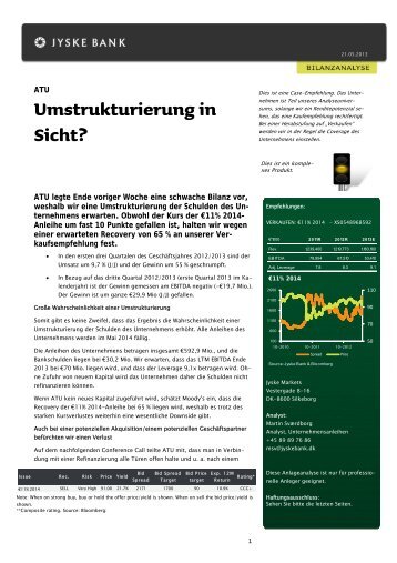Umstrukturierung in Sicht? - Jyske Bank