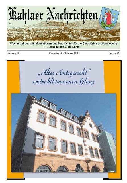 Kahlaer Nachrichten - Ausgabe Nr. 17 - 15. August 2013