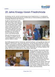 20 Jahre Kneipp-Verein Friedrichroda - Kneipp-Bund e.V.