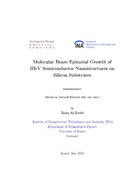 Molecular beam epitaxial growth of III-V semiconductor ... - KOBRA