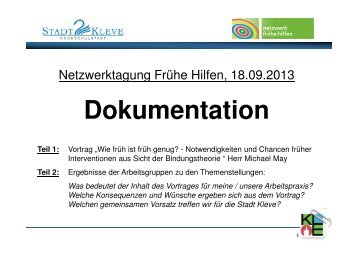 Dokumentation Netzwerktagung Frühe Hilfen 2013 - in Kleve