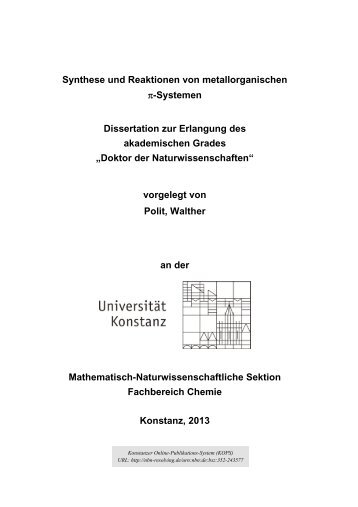 Synthese und Reaktionen von metallorganischen π-Systemen - KOPS