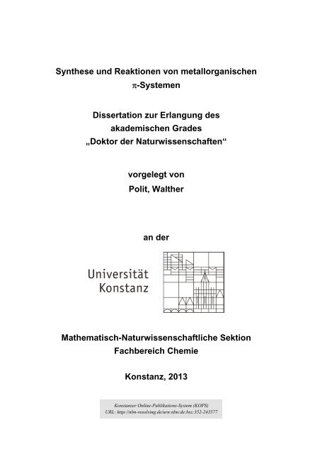 Synthese und Reaktionen von metallorganischen π-Systemen - KOPS