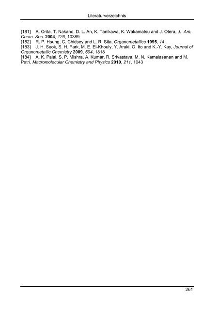 Synthese und Reaktionen von metallorganischen π-Systemen - KOPS