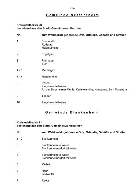 Text der Bekanntmachung - Kreis Euskirchen