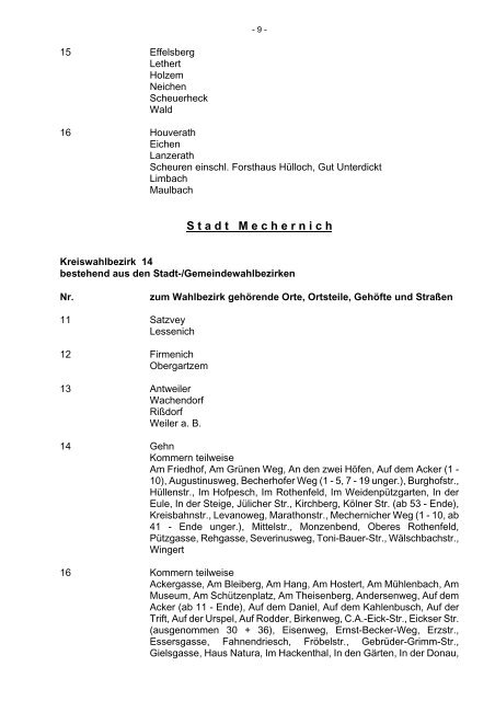 Text der Bekanntmachung - Kreis Euskirchen