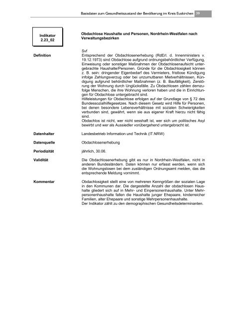 Gesundheitsbericht 2013 - 5. Basisbericht - Kreis Euskirchen