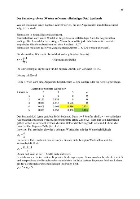 Das Sammlerproblem (Warten auf einen ... - mathekurs.ch