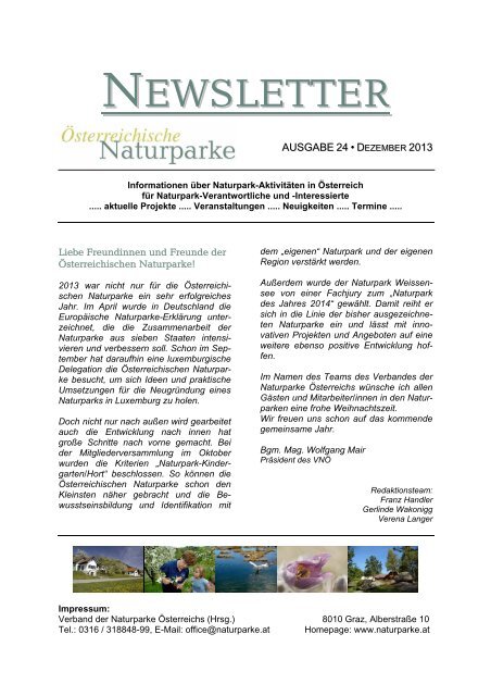 NEWSLETTER - Naturparke