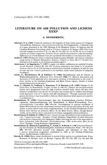 Literature on air pollution and lichens XXXI