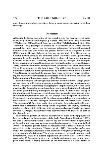 Influence of Stand Age And Structure on the Epiphytic Lichen ...