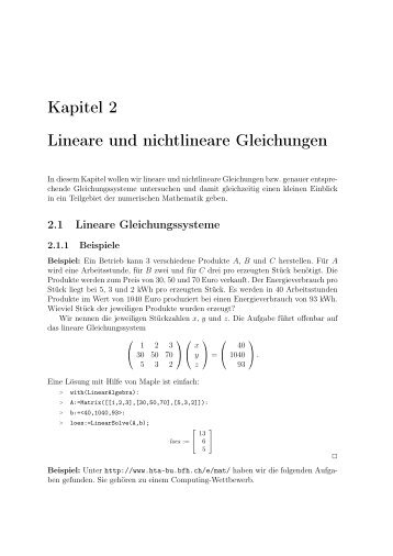 Kapitel 2 Lineare und nichtlineare Gleichungen - Institut für ...