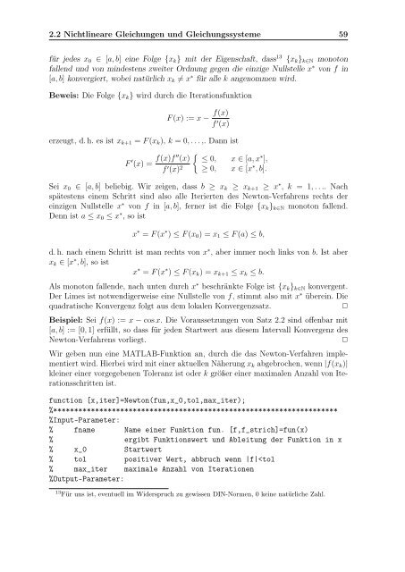 Kapitel 2 Lineare und nichtlineare Gleichungen - Institut für ...
